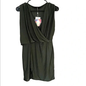 Missguided Green Slinky Gathered Wrap Bodycon Dress 10